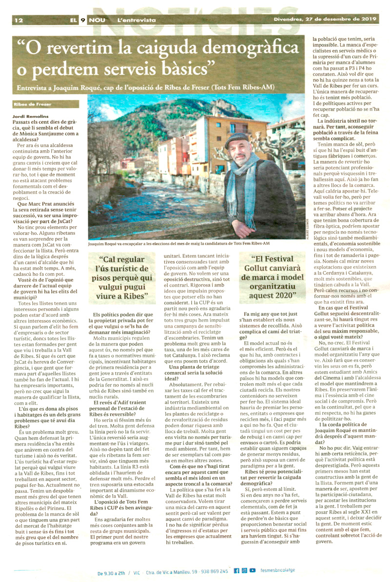 Entrevista a Joaquim Roqué: 